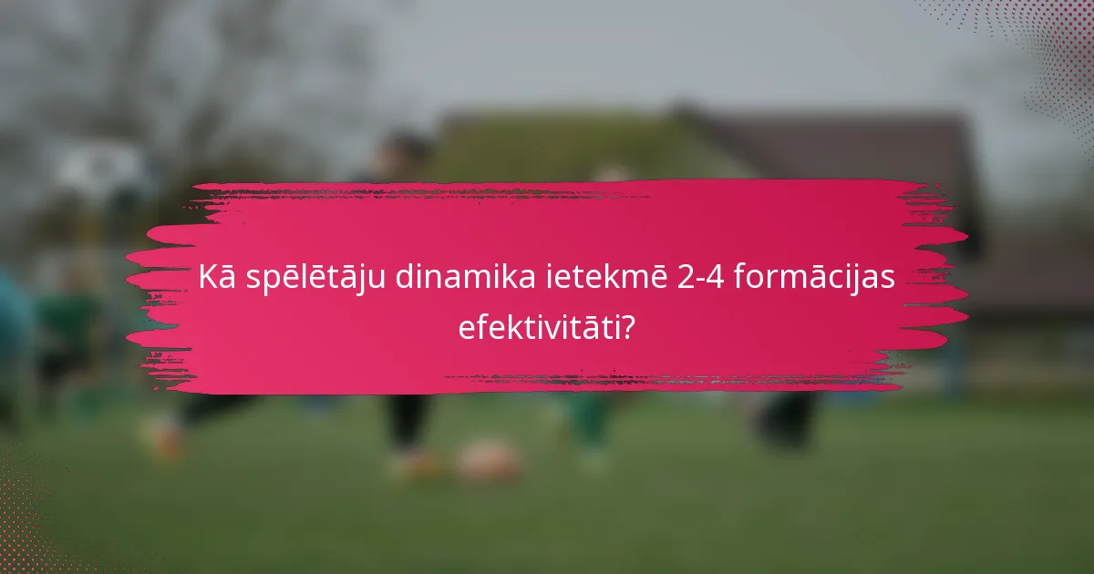 Kā spēlētāju dinamika ietekmē 2-4 formācijas efektivitāti?