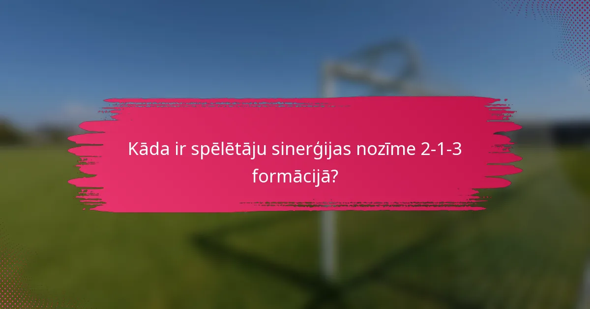 Kāda ir spēlētāju sinerģijas nozīme 2-1-3 formācijā?