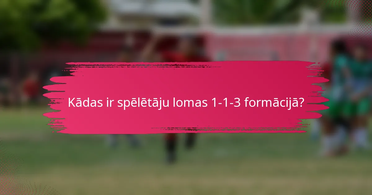 Kādas ir spēlētāju lomas 1-1-3 formācijā?